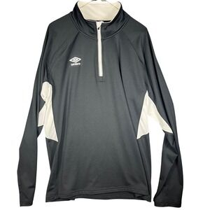 Umbro Quarter Zip Pullover Men XL Black White Mesh Athletic Training Top